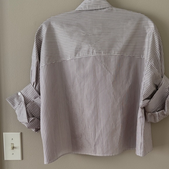 TWP Next Ex Striped Shirt Brown Gold XS S - Picture 3 of 6